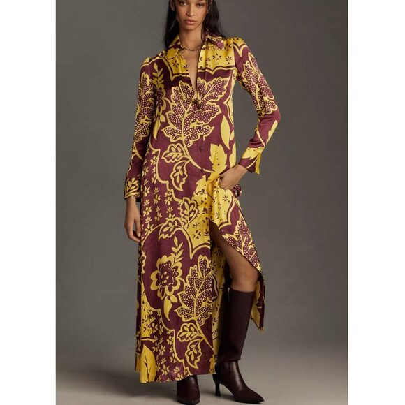 corey lynn calter long-sleeve printed shirt dress Corey Lynn Calter Long-Sleeve Printed Shirt Dress